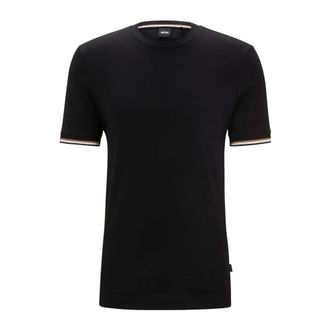 HUGO BOSS Magliette Nera con Girocollo e Bordini a Contrasto - - Tops - Uomo - Nero - XL