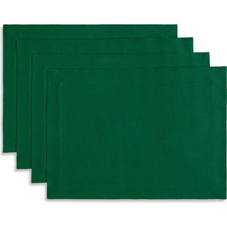 Solino Home Linen Placemats Set of 4, 14 x 19 Inch for Dining Table, Holiday and Everyday Table Decor - Fete in Christmas Green at Nordstrom, Size