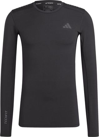 adidas Mens Compression Fit Crew Neck Long Sleeve Tech T-Shirt in Black - Size Medium