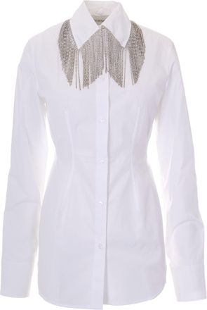 Sportmax White Pesi Jewel Fringe Cotton Shirt