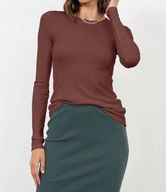 La Made Classic Long Sleeve Thermal Top In Hazelnut
