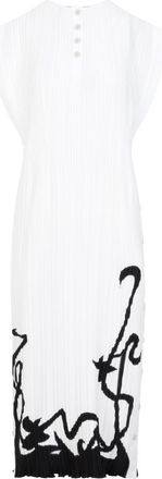 Lanvin Womens Sleeveless Pleated Midi Dress - White - Size EU 34 (Womens)