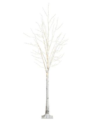 Nearly Natural 8Ft Pre-Lit Artificial White Birch Tree With 500 Warm White Led Lights