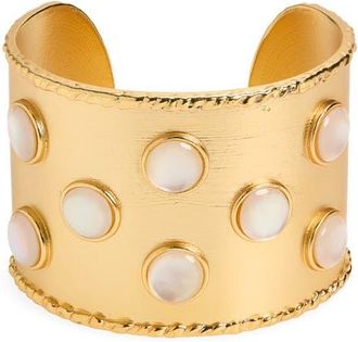 Karine Sultan Cabochon Inlay Cuff Bracelet in Gold at Nordstrom