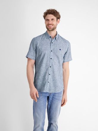 Lerros Kurzarmhemd LERROS LERROS Gestreiftes Herren Sommerhemd, Herren, Gr. M, Normalgr&ouml;ssen, blau (cobalt blau), 60% Polyester, 40% Baumwolle, Hemden Kurzar