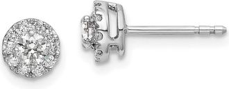 Diamond2Deal 14K White Gold 1/2 ct Lab Grown Diamond Round Halo Stud Earrings VS Clarity, G-H Color