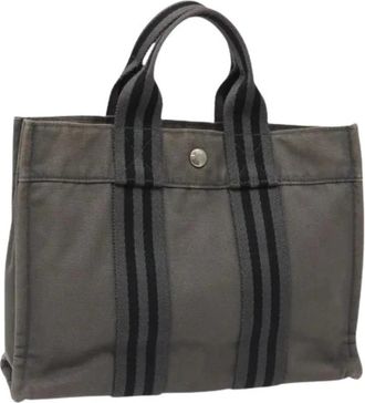 Herm&egrave;s Pre-owned Vintage Canvas Handtas - Dames - Vintage Shopper - Grijs - ONE Size - Vintage