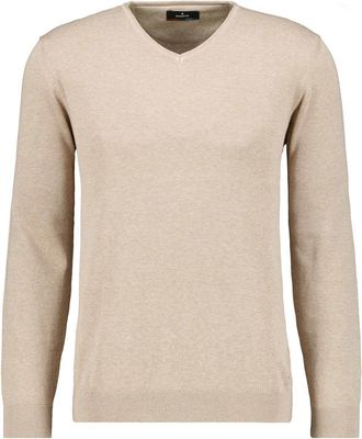 Ragman V-Ausschnitt-Pullover RAGMAN, Herren, Gr. 52, beige (sand melange, 869), 100% Baumwolle, V-Ausschnitt, Pullover V-Ausschnitt-Pullover
