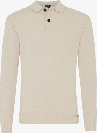 Genti Textured Polo Button | Gebroken wit