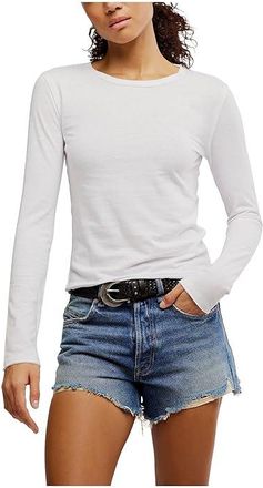 Free People Nova T-Shirts Long Sleeve Womens Clothing Ivory : MD (Womens 8-10), Cotton/Polyester
