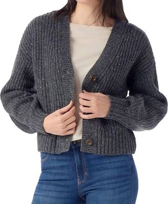 Smartwool Cozy Lodge Cropped Cardigan Sweater In Charcoal Heather