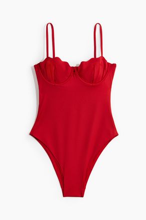 H&M Badeanzug mit B&uuml;geln High Leg - Rot