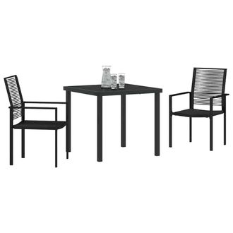 Berkfield Home Modern 3 Piece Garden Dining Set Black PVC Rattan