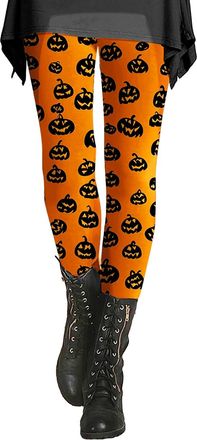 Generic HUIFUAO Halloween Leggings for Women Plus Size Ghost Pumpkin Yoga Pants Scary Halloween Costumes Funny Bat Graphic Bottoms High Waist Tights Gym Sport