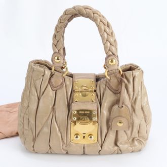 Miu Miu Brown Leather Handbag Tote Bag (Pre-Owned)