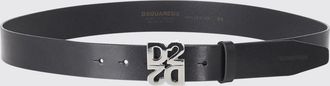 Dsquared2 Cintura in pelle bovina liscia con fibbia monogram metallica