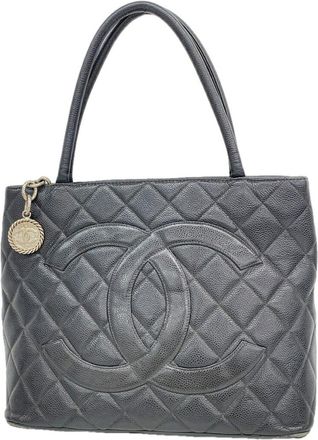 Chanel Black Grained Calfskin Tote Bag (Pre-Owned)
