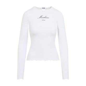 Moschino Long Sleeve Tops, female, White, Size: 2XS Long Sleeve T-shirt