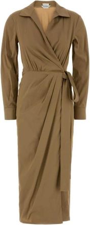 Max Mara Mxmbeta Dress - Dames - Wikkelkleedje - Bruin - 2XS - Katoen - Kleedjes