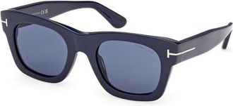 Tom Ford Emma 51mm Square Sunglasses in Shiny Navy Blue /Blue Lens at Nordstrom