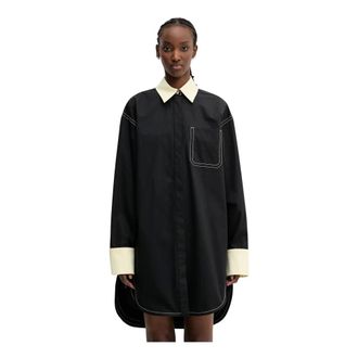 Sportmax Kleedjes, Dames, Zwart, M, Katoen, Myovid 2 Shirt