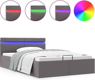 vidaXL Vidaxl - Cama Hidr&aacute;ulica Almacenaje Led Sin Colch&oacute;n Gris 140x200 Cm