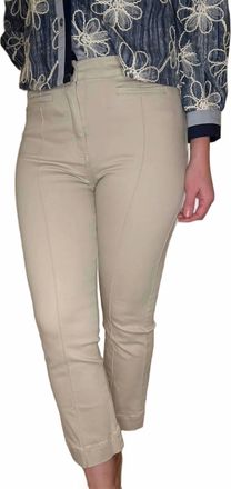Multiples Pintuck Flare Leg Crop Jean In Light Tan