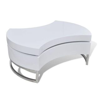 vidaXL Mesa Central Redonda Blanca Con Tapa Ajustable