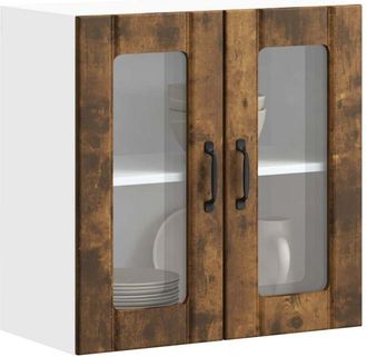 vidaXL Pensile da Cucina con Porta in Vetro Lucca Rovere Fumo - Vidaxl