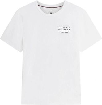 Tommy Hilfiger Tops, Heren, Wit, S, Katoen, Jersey T-shirt met Wavy Flag Grafiek op de Rug