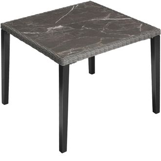 TecTake Mesa de rat&aacute;n 93,5 x 93,5 x 75 cm, gris