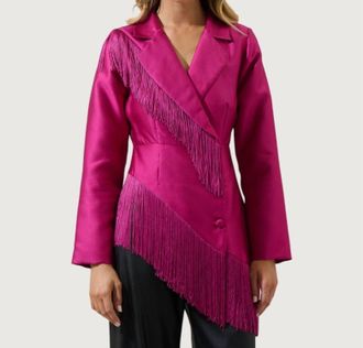 Sugarlips Liv Fringe Blazer In Magenta
