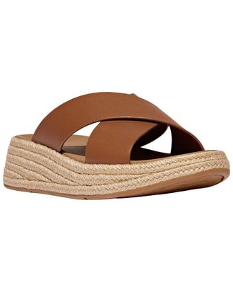 FitFlop Fitflop F-Mode Espadrille Leather Flatform Cross Slide