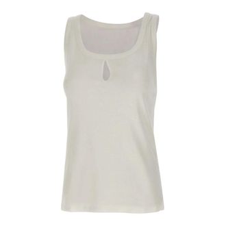 Victoria Beckham Sleeveless Tops, female, White, Size: XS Split Tank Top