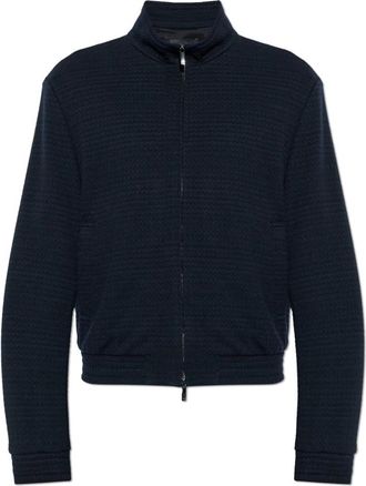 Emporio Armani Turtleneck Sweatshirt - Heren - Vesten met rits - Blauw - 2XL - Leer - Hoodies & sweatvesten