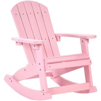 Beliani Sedia a dondolo da giardino in plastica rosa chiaro per bambini Adirondack