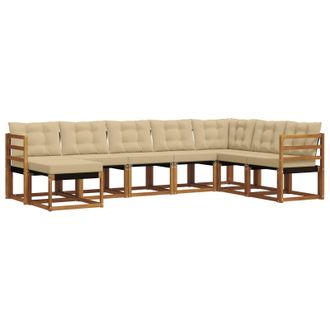 vidaXL Conjunto De Sof&aacute;s De Exterior Con Coj&iacute;n 8 Pcs Natural Y Beige Vidaxl