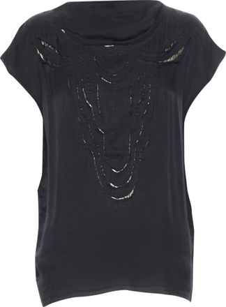 Lanvin Alber Elbaz silk lurex cut out cap sleeve top