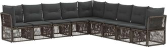 vidaXL Conjunto De Sof&aacute;s De Jard&iacute;n 9 Uds. Gris Rat&aacute;n Sint&eacute;tico Vidaxl
