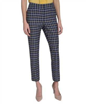 Tommy Hilfiger Womens Plaid-Print Slim-Fit Ankle Pants In Midnight Multi