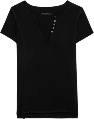 Zadig&Voltaire Tops, Dames, Zwart, XS, Stijlvol T-shirt voor mannen