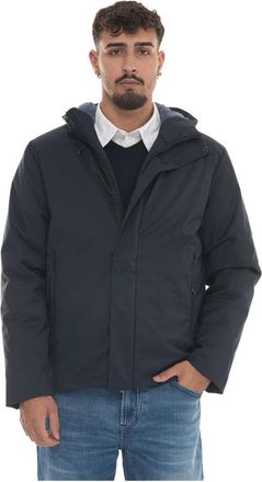 Emporio Armani Gewatteerde jas met capuchon en rits - Heren - Winterjassen - Blauw - L - Polyester - Jassen