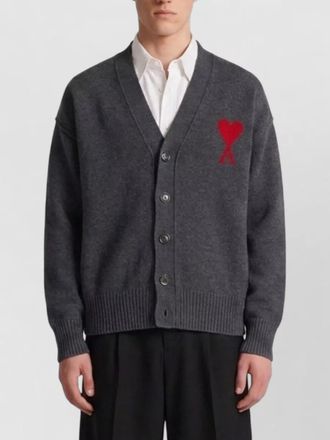 Ami wool v-neck ribbed cardigan
