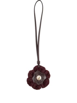Jimmy Choo London knitted flower charm - Brown