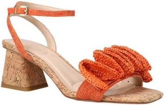 Pelle Moda Tianna Raffia Rosette Ankle Strap Sandal in Tangerine at Nordstrom, Size 7.5