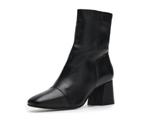 Free People Wisteria Womens Black Leather Cap Toe Ankle Boots ZOGG2849