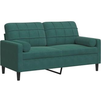 vidaXL Sof&aacute; De 2 Plazas Con Cojines Terciopelo Verde Oscuro 140 Cm Vidaxl
