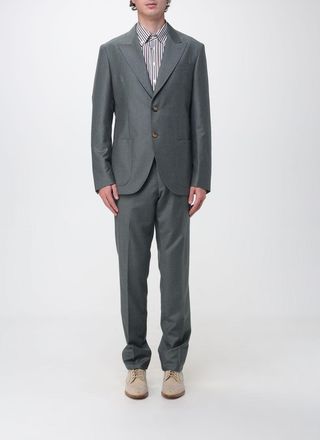 Etro Completo monopetto in lana con rever classici e tasche a toppa