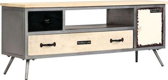 vidaXL Vidaxl - Mueble Para Tv De Madera De Mango Maciza Y Acero 120x30x45 Cm