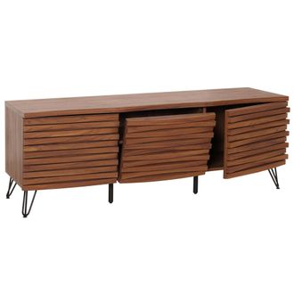 Hhg Tv Rack Hhg-441, Mueble Bajo Para Tv, Dise&ntilde;o 3d Compartimentos De Almacenaje, Mdf Metal 52x142x44cm, Aspecto Nogal